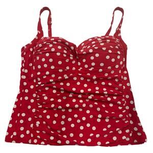 NIP TUCK RED POLKA DOT MULTI FIT CUP TANKINI TOP SIZE 12